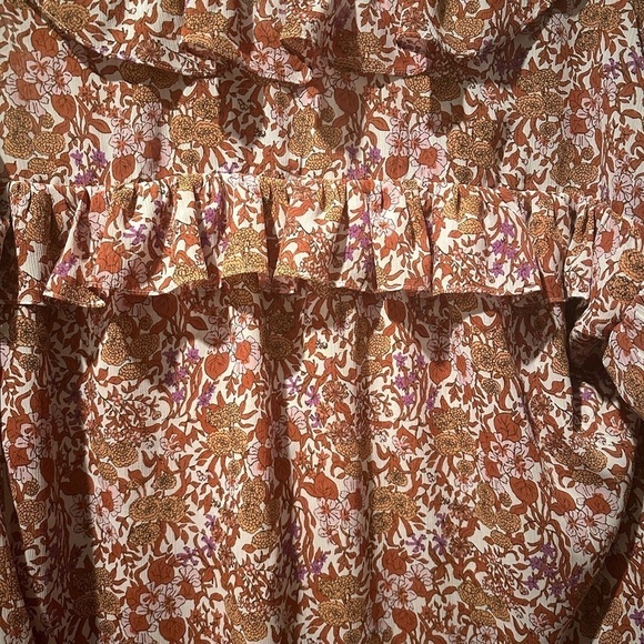 J.Crew Ruffle Crinkle Chiffon Blouse Floral Top Spring‎ Summer Casual Size Large - Picture 11 of 14